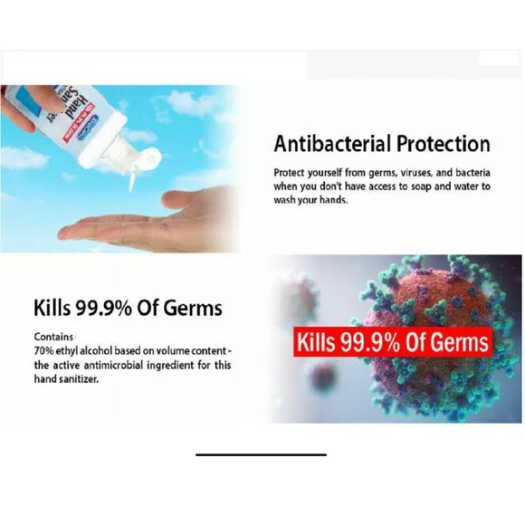 Hand Sanitizer Antibacterial 8oz - 70% Alcohol Moisturize with Vitamin E - Picture 3 of 4